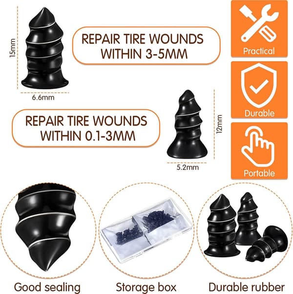 20X Reparasjonssett, Puncture fix puncture reparasjon Black one size