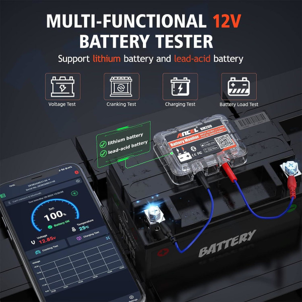 Ancel BM200 Batteri monitor app Bluetooth Svart
