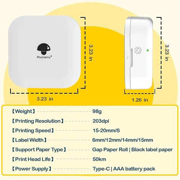 Q30 etiketmaskine termisk miniprinter Bluetooth med 9 etiketruller White