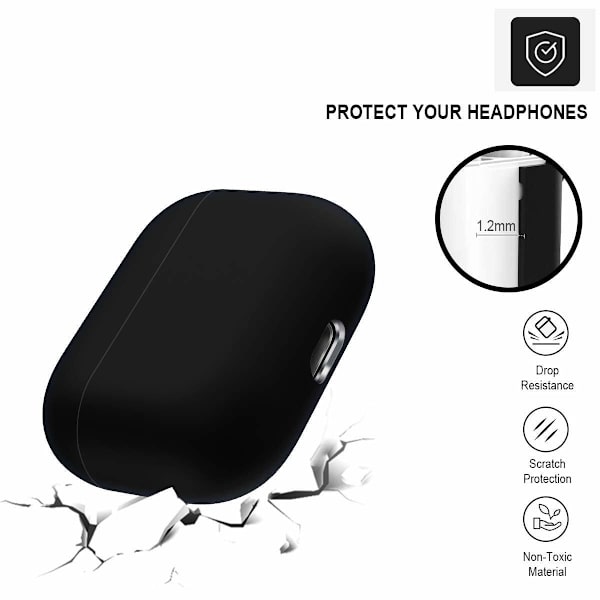 2x Silikoninen suojakotelo Apple Airpods PRO mustalle Black one size