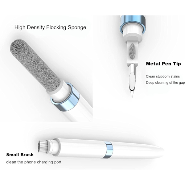 4 i 1 Rengöringsborste för Hörlurar & Laddningsfodral Vit
