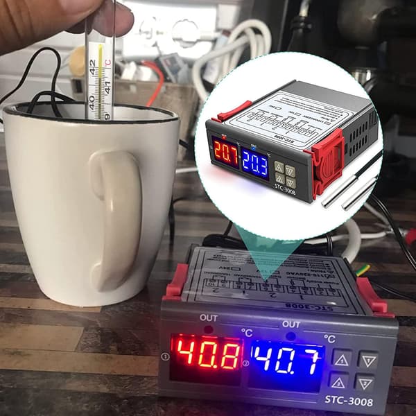 STC-3008 220V Temperaturregulator, PID-regulator Svart