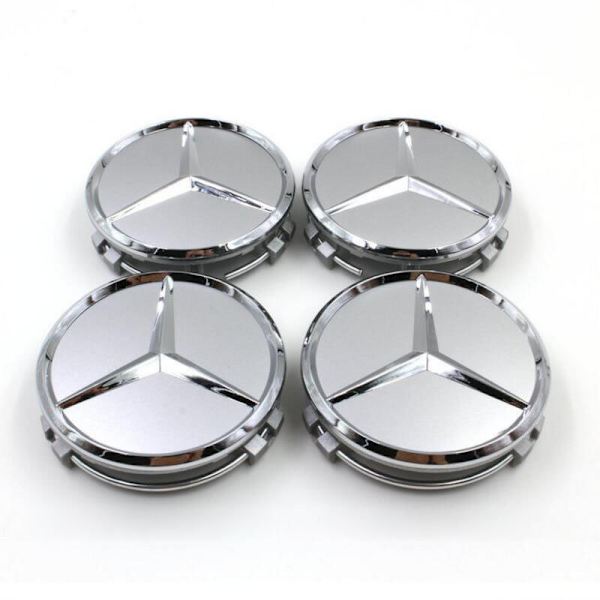 MB01 - 75MM 4-pack Centrumkåpor Mercedes Benz Silver one size