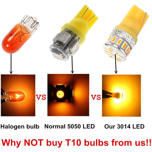 4X T10 Canbus W5W 18 st 3014 LED - Gul Yellow one size