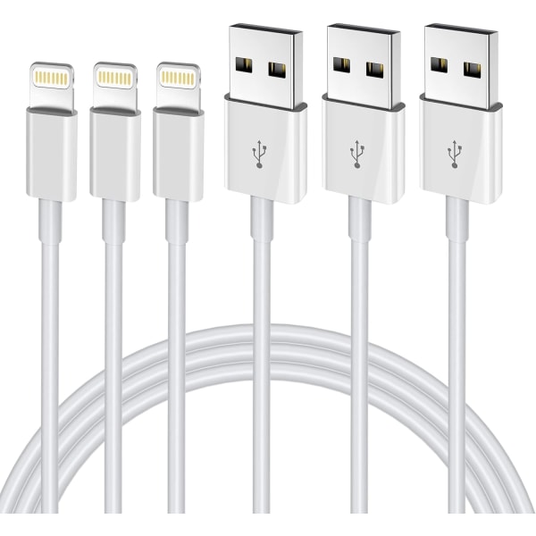 3x Lightning USB kabel till Apple (3 Meter) Vit