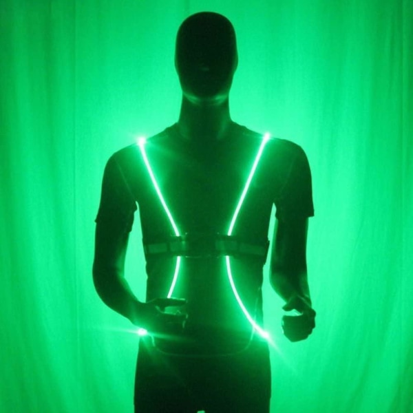 Grön S Reflexväst LED Se till att du syns i mörkret Grön one size