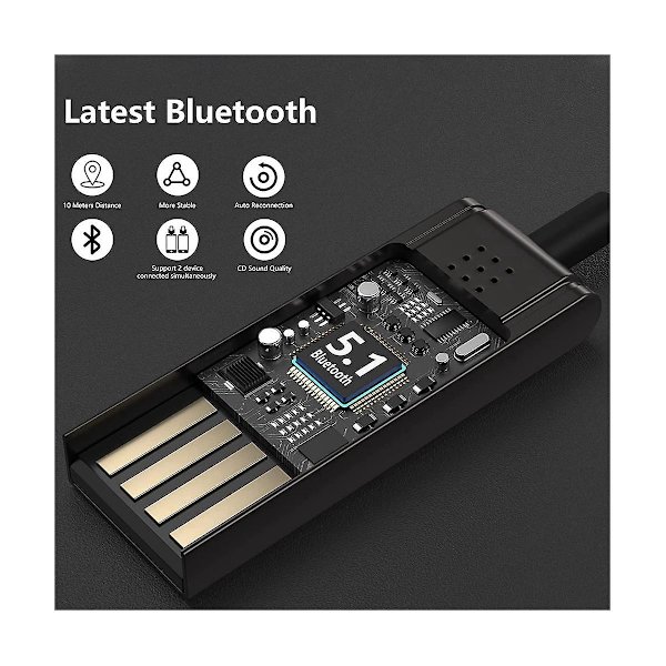 Langaton USB Bluetooth 5.0 -äänivastaanotin 3,5 mm AUX Silver one size