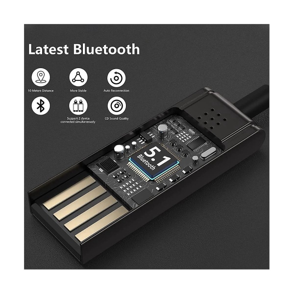 Trådlös USB Bluetooth 5.0 Ljudmottagare 3.5mm AUX Silver one size