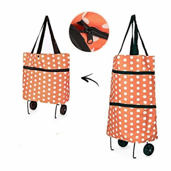 Smart sammenleggbar handlebag på hjul oransje hvit Orange one size