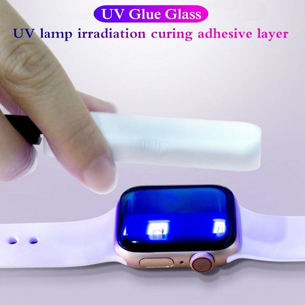 UV Ljus Displayskydd i härdat glas till Apple Watch 45mm Transparent