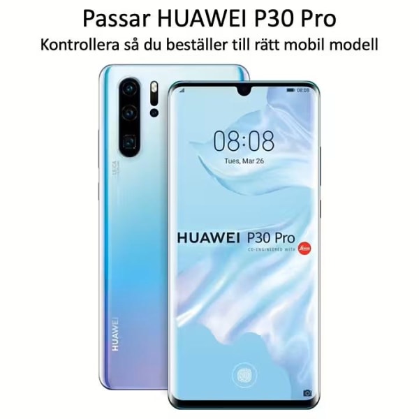 Glasskydd Huawei P30 Pro Härdat Täcker hela skärmen Transparent one size