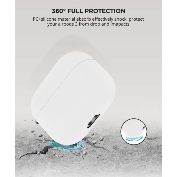 2x Hvit Apple AirPods 3-deksel silikonbeskyttelsesdeksel for Air White one size