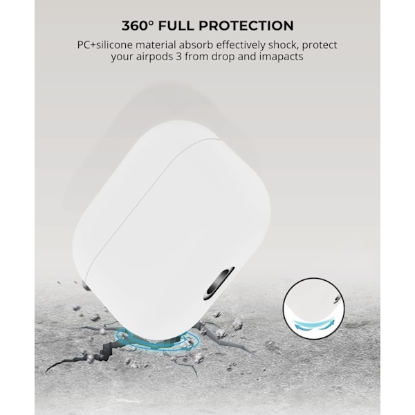 2x Vit Apple AirPods 3 skal silikon skyddsfodral för AirPods 3 Vit one size
