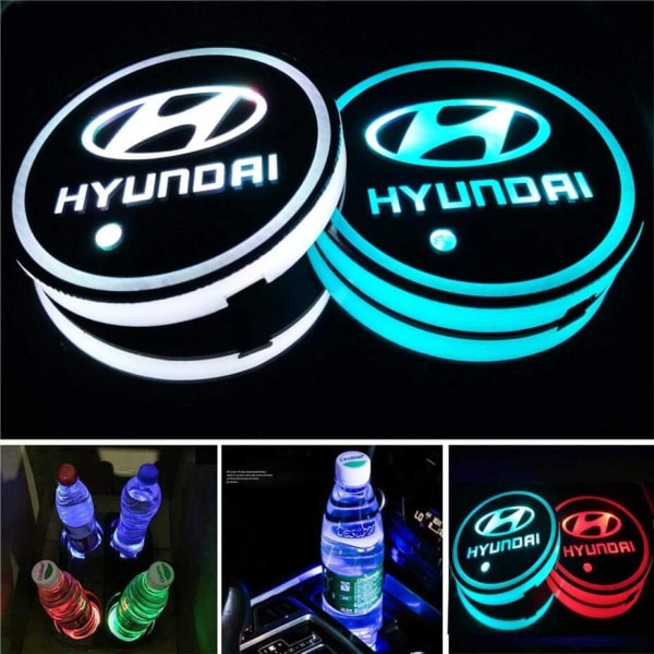 2X Hyundai Led bottenplatta till mugghållare Silver one size