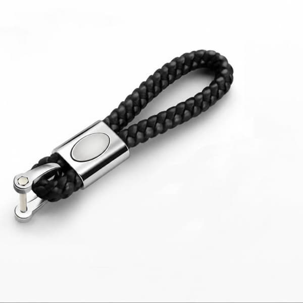 Kia punottu nahkainen avaimenperä Black one size