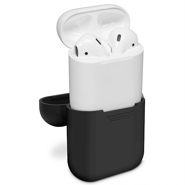 2x Silikonskal fodral för Apple Airpods / Airpods 2 - Svart Svart one size