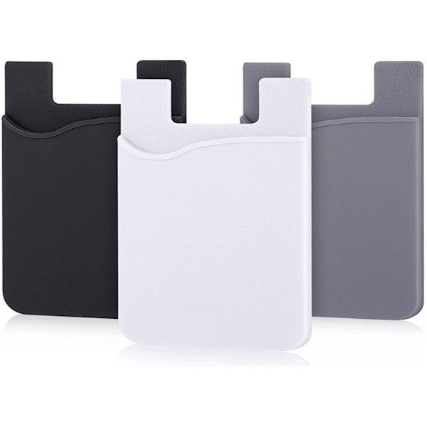3x Silikone kortholder / pung universal Hvid White one size