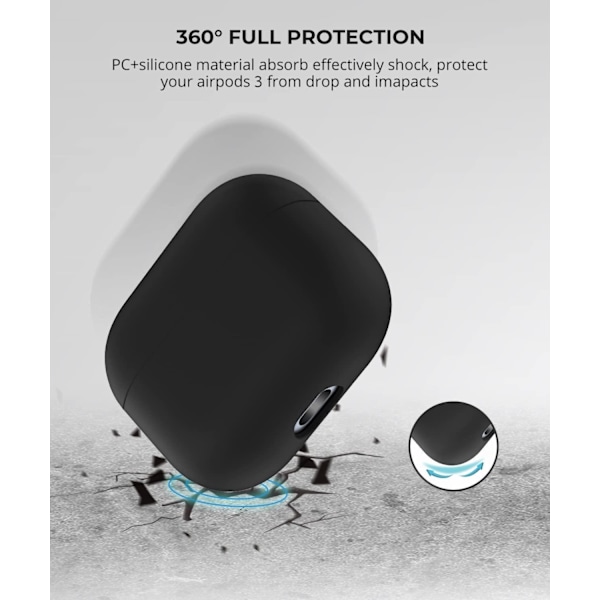 2x Svart Apple AirPods 3-deksel silikonbeskyttelsesdeksel for AirPods 3 Black one size