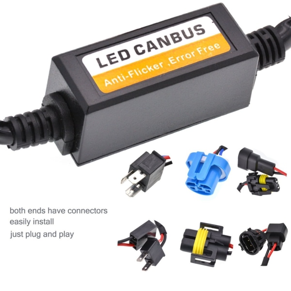H1 / H3 LED-dekoder Canbus Advarselslyslys Kanseller Black