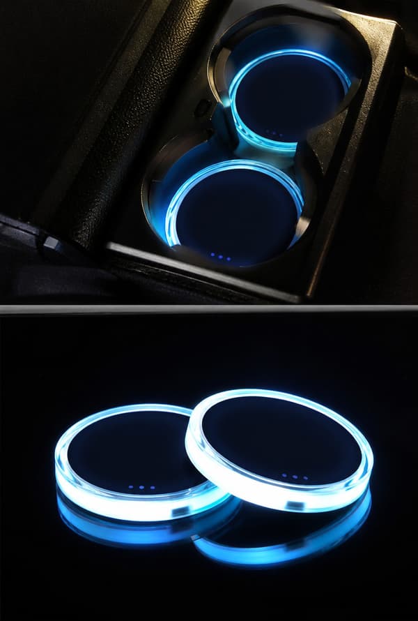 2X KIA Led bottenplatta till mugghållare Silver one size