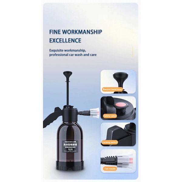 Allsidig Trykksprøyte Skumtrykksprøyte bilvask skumblomster mm. 2L Black one size