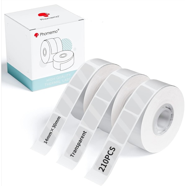 Q30 etiketmaskine termisk miniprinter Bluetooth med 9 etiketruller White