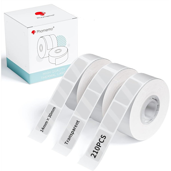 Q30 etikettmaskin termisk miniskriver Bluetooth med 9 etikettruller White