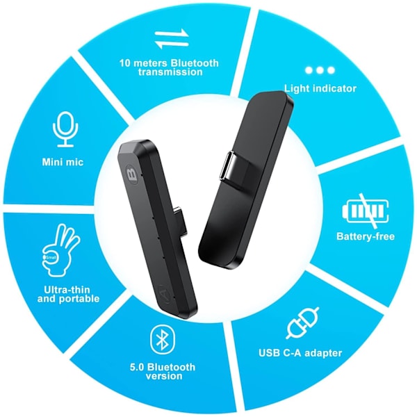 Bluetooth -sovitin, yhteensopiva Nintendo Switch / OLED / Lite, BT 5.0 kanssa. Black