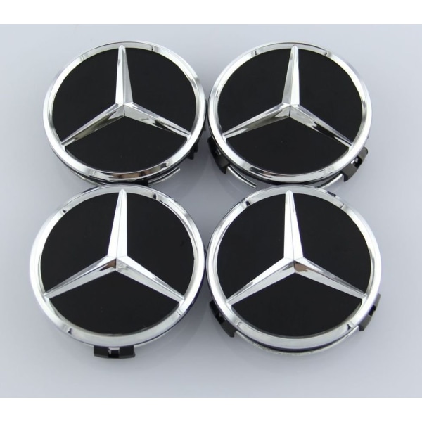 MB38 - 60MM 4-pak Center dækker Mercedes Benz krom Silver one size