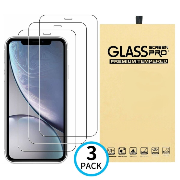 3x Karkaistu lasisuoja iPhone 11 / XR Peittää koko näytön Transparent