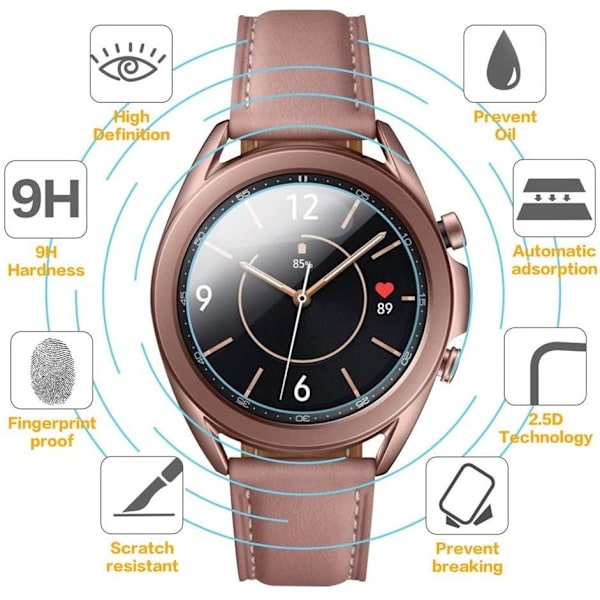 2x Härdat glas skärmskydd till Samsung Galaxy Watch 41mm Transparent one size