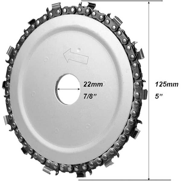 Sagblad, Kappeskive med sagkjede for vinkelsliper 125mm Black one size