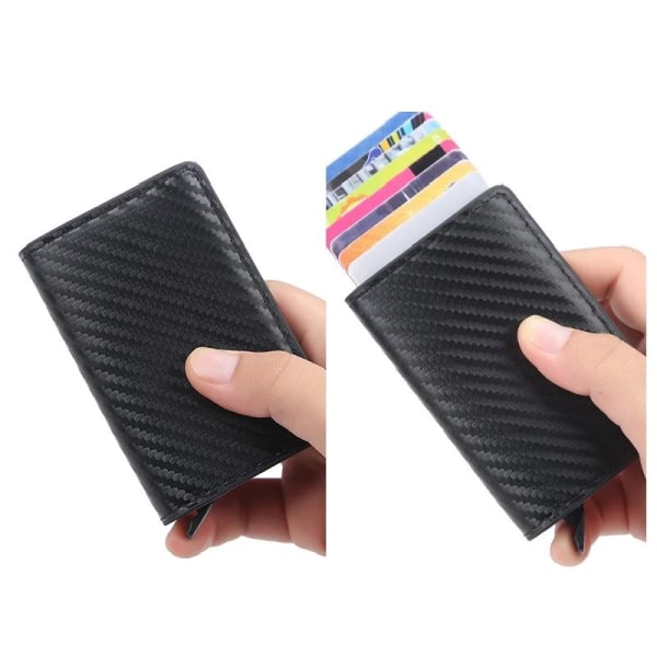 Carbon RFID - NFC Protection Leather Wallet Card Holder 6stk Car Black one size