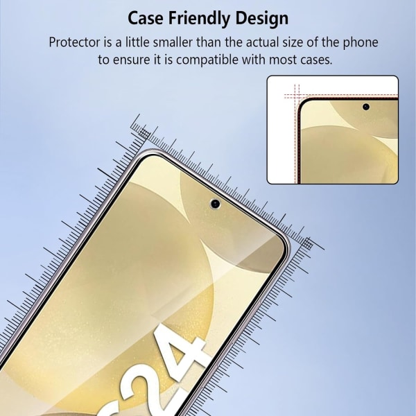 3X Herdet glassdeksel Samsung S24 Full Fit, fingeravtrykk Transparent one size