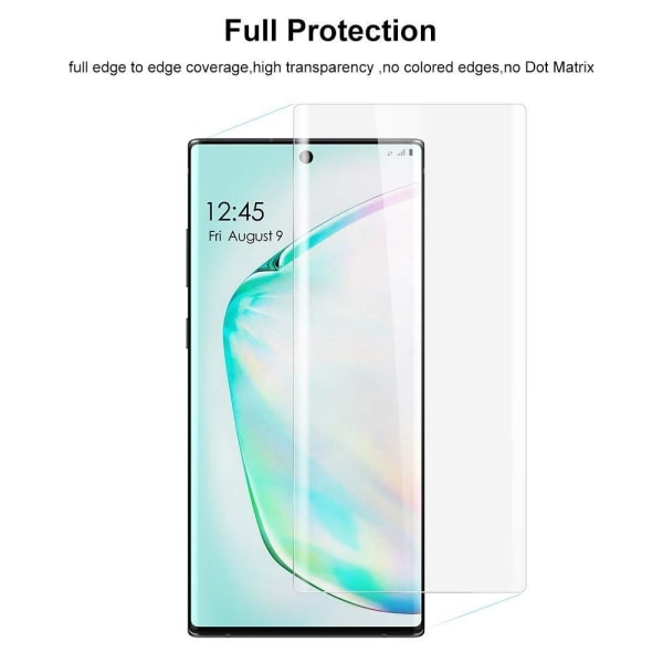 3x Täyskansiinen UV-valon karkaistu lasi Samsung Note 10 -sovell Transparent one size