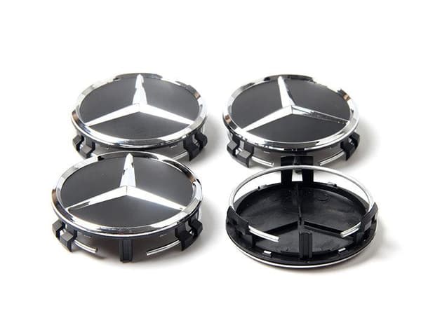 MB02 - 75MM 4-pack Centrumkåpor Mercedes Benz Silver one size
