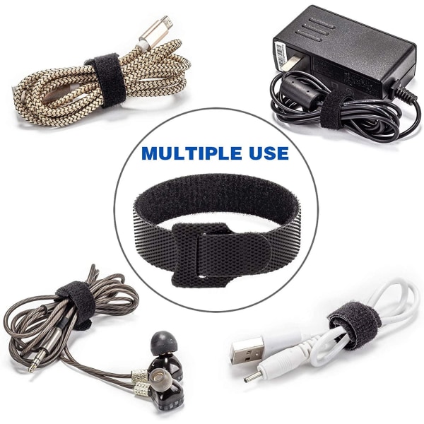 Kabelbindere, velcro, genanvendelige kabelbindere Velcro 50 pack Black