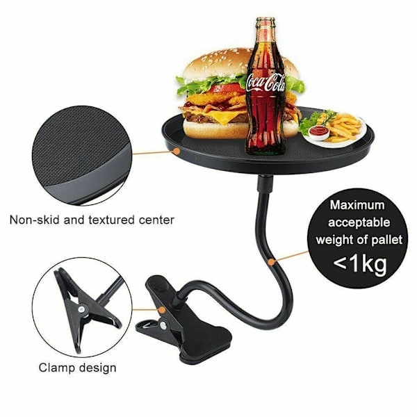 Spisebord med klemme Multifunksjonell for Car caravan boat ... Black one size