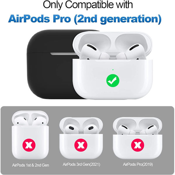 2x Sort Airpods PRO 2 Silikone skal Black one size