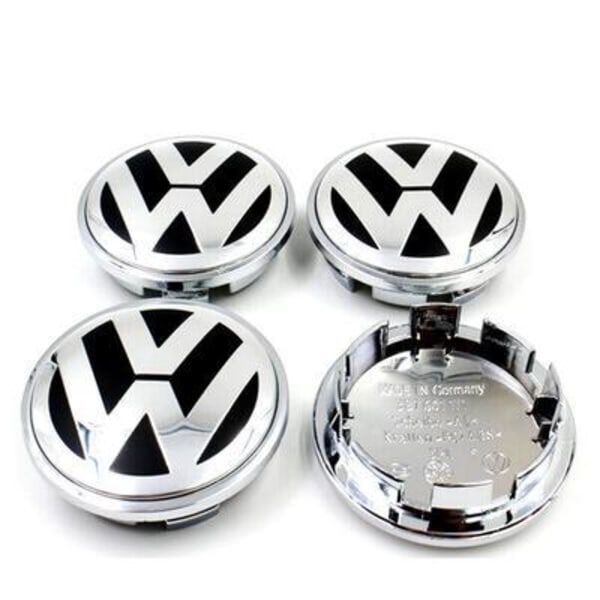 VW04 - 65MM 4-pack Center kattaa Volkswagenin Silver one size