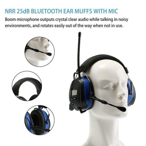 Hørselsvern med Bluetooth og radio Blue