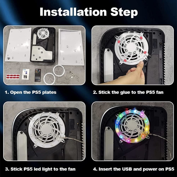 Led-ring til Playstation 5 PS5-appkontrollert + fjernkontroll White one size