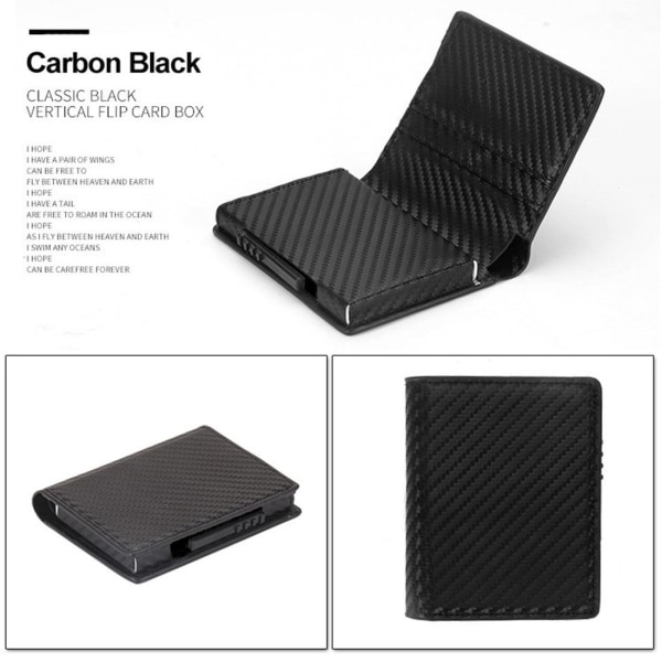 Carbon RFID - NFC-suojattu nahkainen lompakko setelikorttikotelolla Black one size