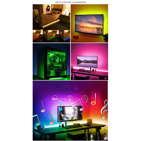 LED-loop for TV Google / Wifi + Fjernkontroll + lydkontroll White one size