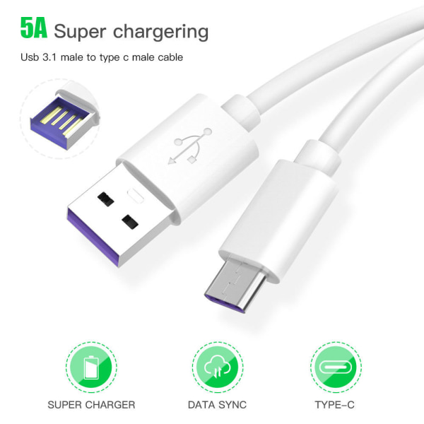 5A USB 3.1 A  - USB C SuperCharge 1M Vit one size