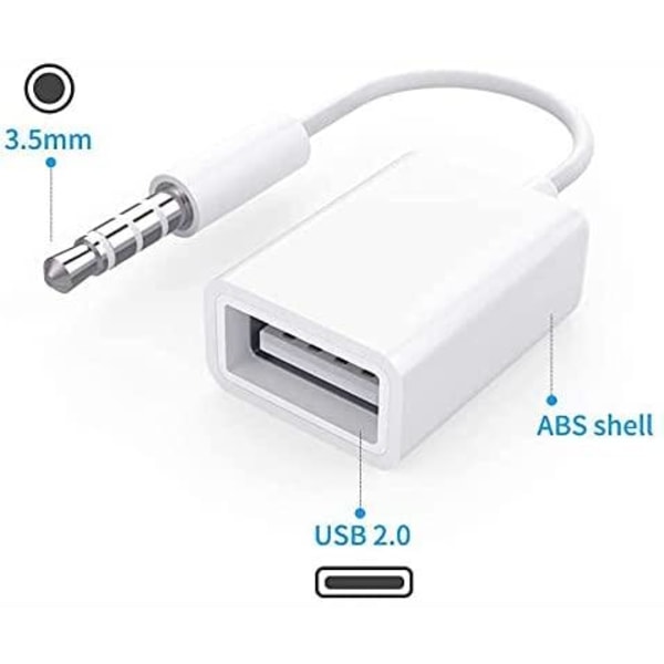 3.5mm Aux Hane till USB Hona Adapterkabel Vit one size