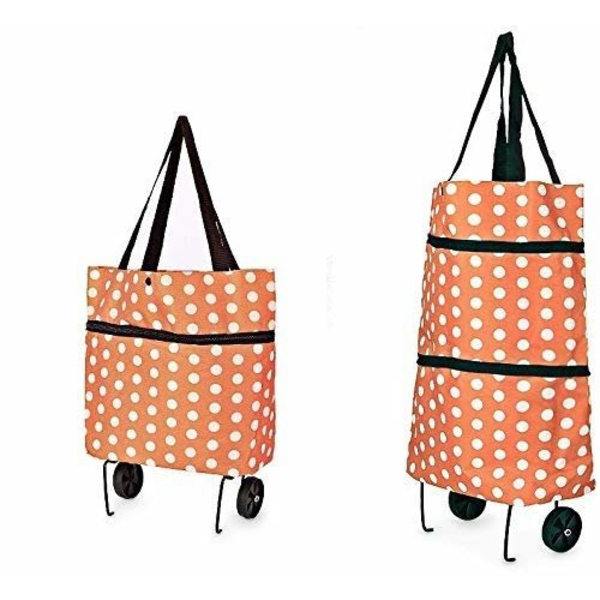 Smart sammenleggbar handlebag på hjul oransje hvit Orange one size