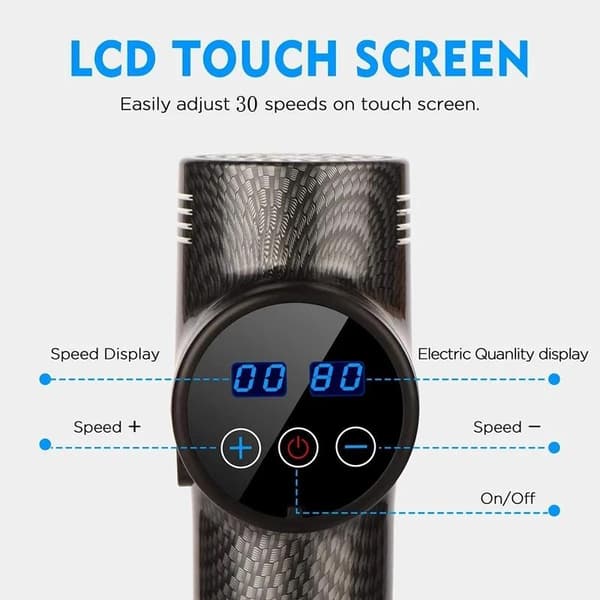 Massagepistol Carbon med Touch-knap og LED-display 30 positioner Black