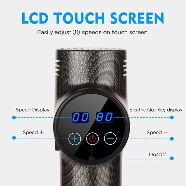 Massasjepistol Carbon med Touch-knapp og LED-display 30 posisjon Black