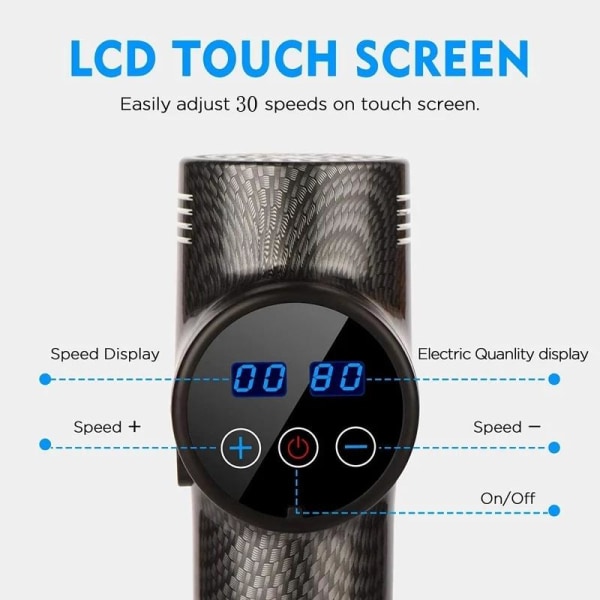 Massasjepistol Carbon med Touch-knapp og LED-display 30 posisjoner Black